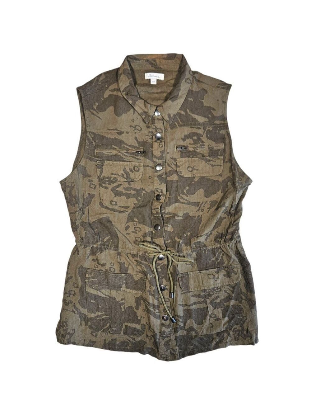 Reitmans Sleeveless Vest Size Small Army Green Camo Print